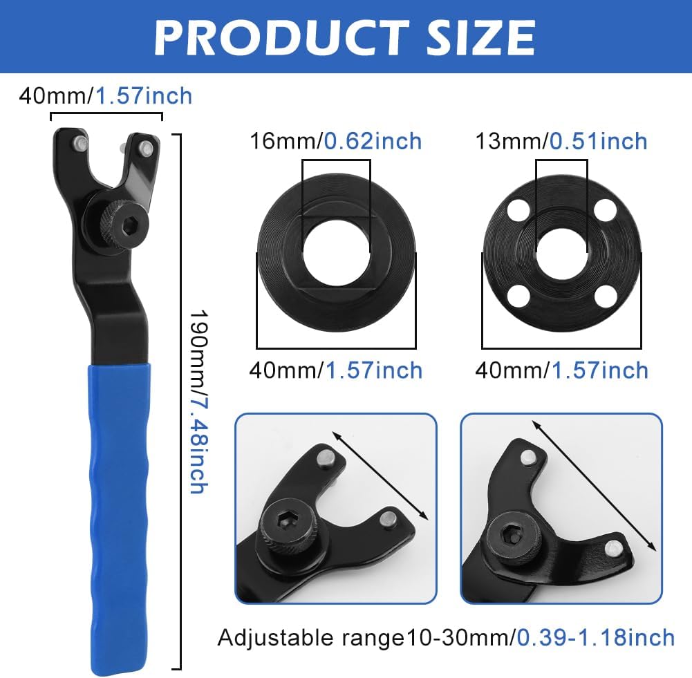 Adjustable Spanner Wrench Angle Grinder Key Tool, Grinder Spanner Wrench, with Grinder Flange Nuts(Blue)