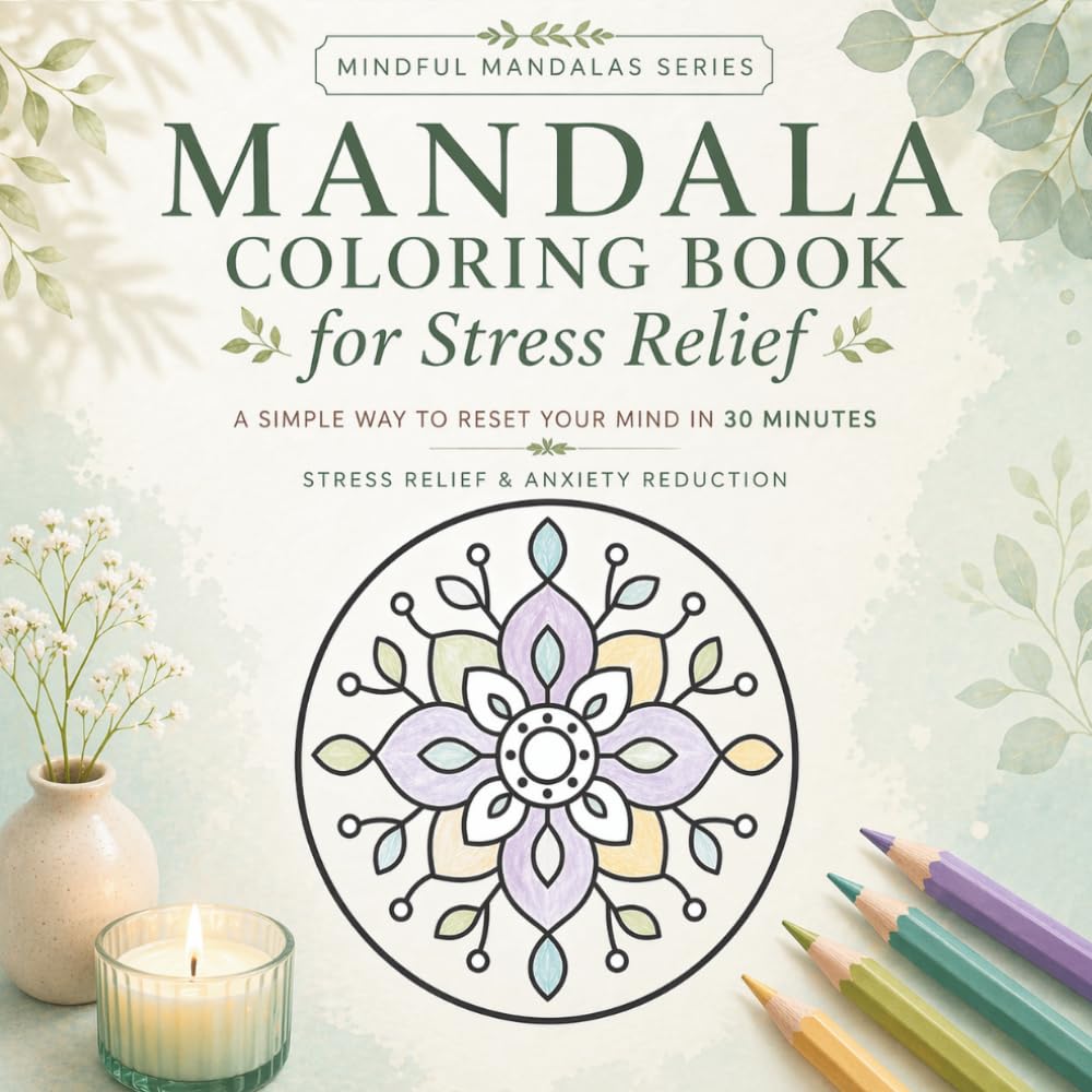 Mandala Coloring Book for Stress Relief: A Simple Way to Reset Your Mind in 30 Minutes (Mindful Mandalas Series)