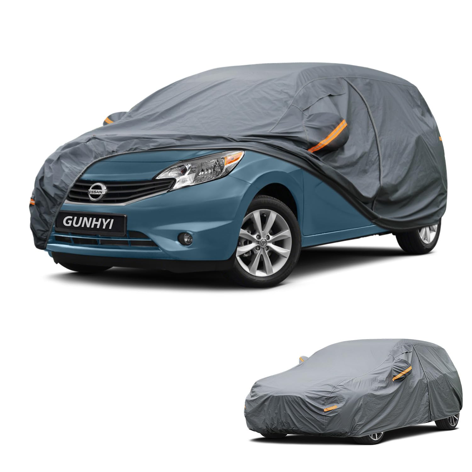 GUNHYI Premium Car Cover Custom Fit Nissan Versa Note, 16 Layers Heavy Duty Car Cover Waterproof All Weather with Zipper Door for Sun Rain Snow Dust Uv Protection