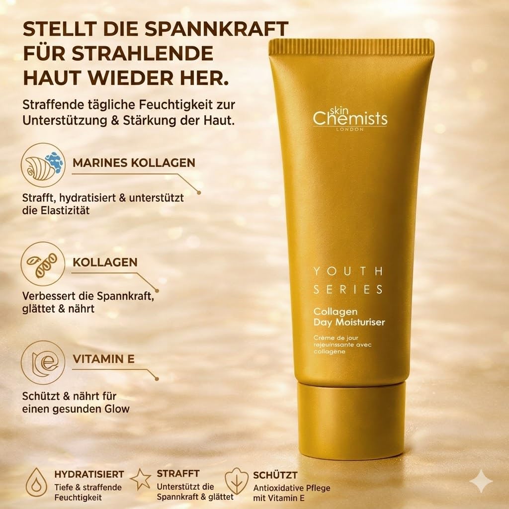 Skin Chemists Anti-Aging Collagen Day Moisturiser for Face with Hyaluronic Acid - Hydrating, Firming Daily Cream