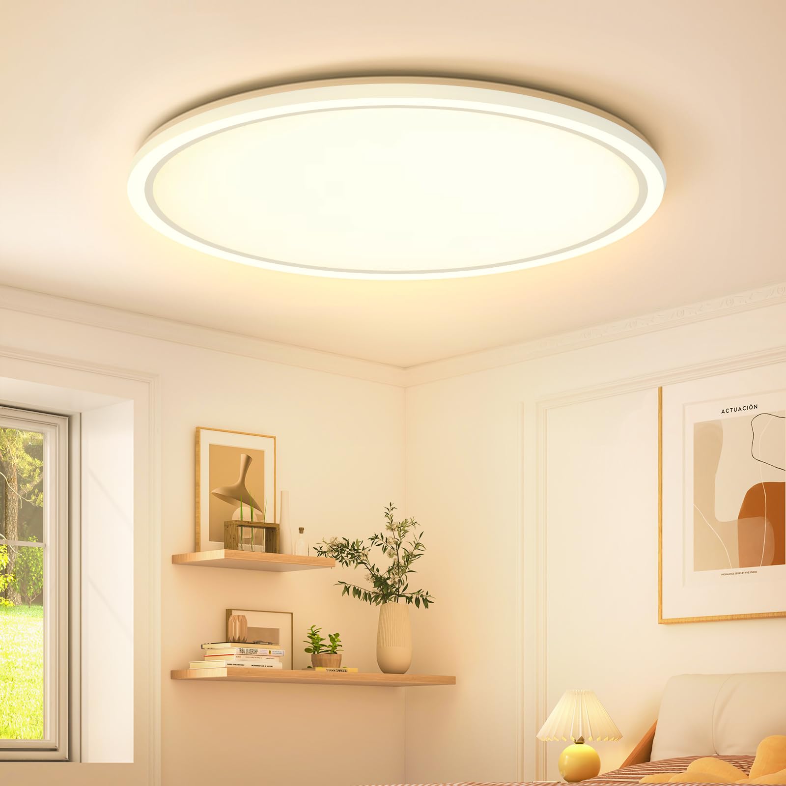 Aisutha Deckenlampe Rund LED Deckenleuchte 18W, 5000K, 1800LM, IP54 Wasserdichte Badezimmer Lampe für Wohnzimmer Küche Schlafzimmer Flur Balkon, Ultra Dünn Led Lampen Deckenlampen Ø22cm, Weiß