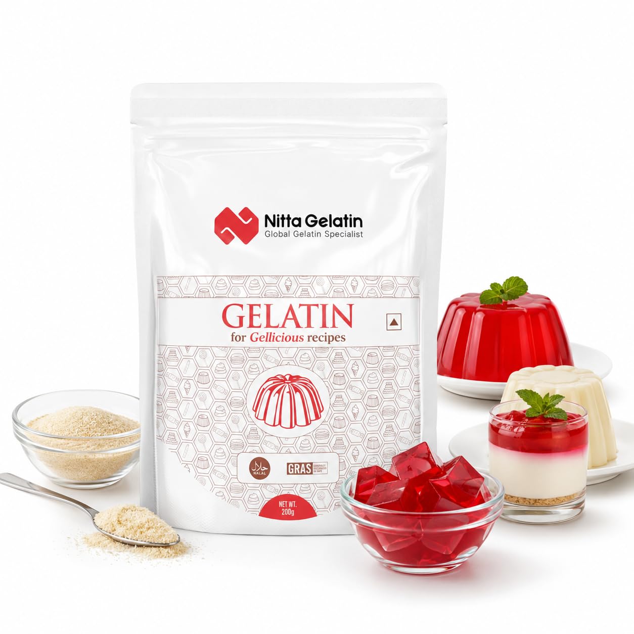 NITTA GELATIN Premium Gold 200 Bloom Gelatin of International Standard (Unflavoured) Best for Cake, Pudding, Jelly, Entremets & Desserts (200 gm)-image-21