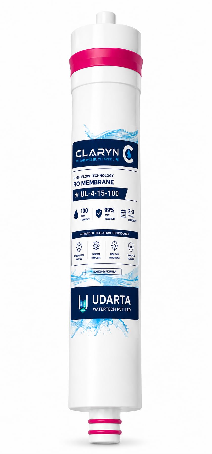 RO Membrane 4000 TDS, 15 Layer, 100 GPD RO Membrane Filter Cartridge for All Type of RO Water Purifier, 99% Salt Rejection-image-13