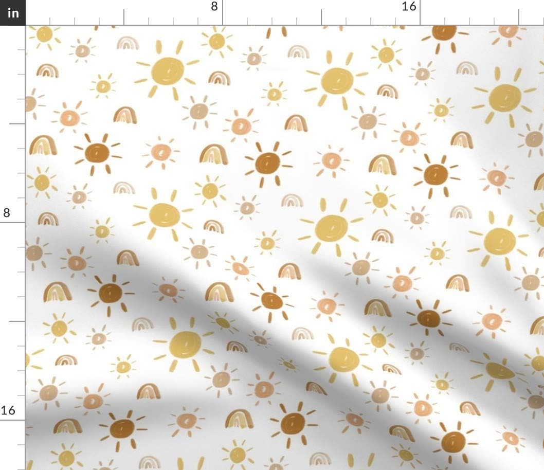 Spoonflower Fabric - Golden Sun Sunny Yellow Bright Gold Kids Nursery Watercolor Printed on Petal Signature Cotton Fabric by The Yard - Sewing Quilting Apparel Crafts Decor