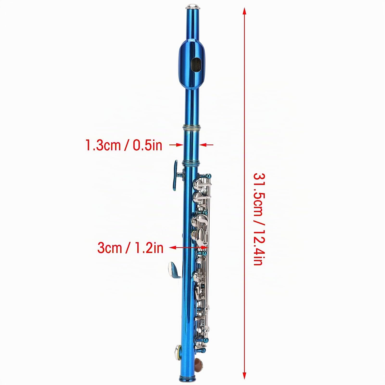 Flauta Piccolo Azul, Tecla E Francesa 6 Agujeros Piccolos Instrumento Clave Piccolos Tiene un Orificio de Sonido Dibujado con Precisión para Principiantes