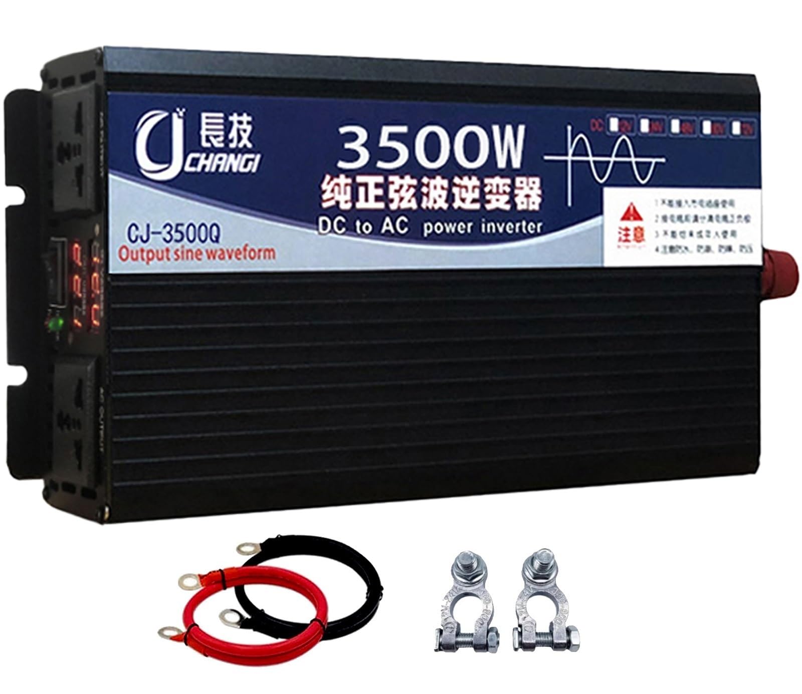 Pure Sine Wave Inverter 3500W 4000W 5000W 6000W 8000W 12000W 16000W Peak 12V 24V 48V 60V 72V DC to 110V 230V AC Power Solar Inverter Converter for Off-grid,RV,Truck,Camping,Home(3500W,12Vto220V)