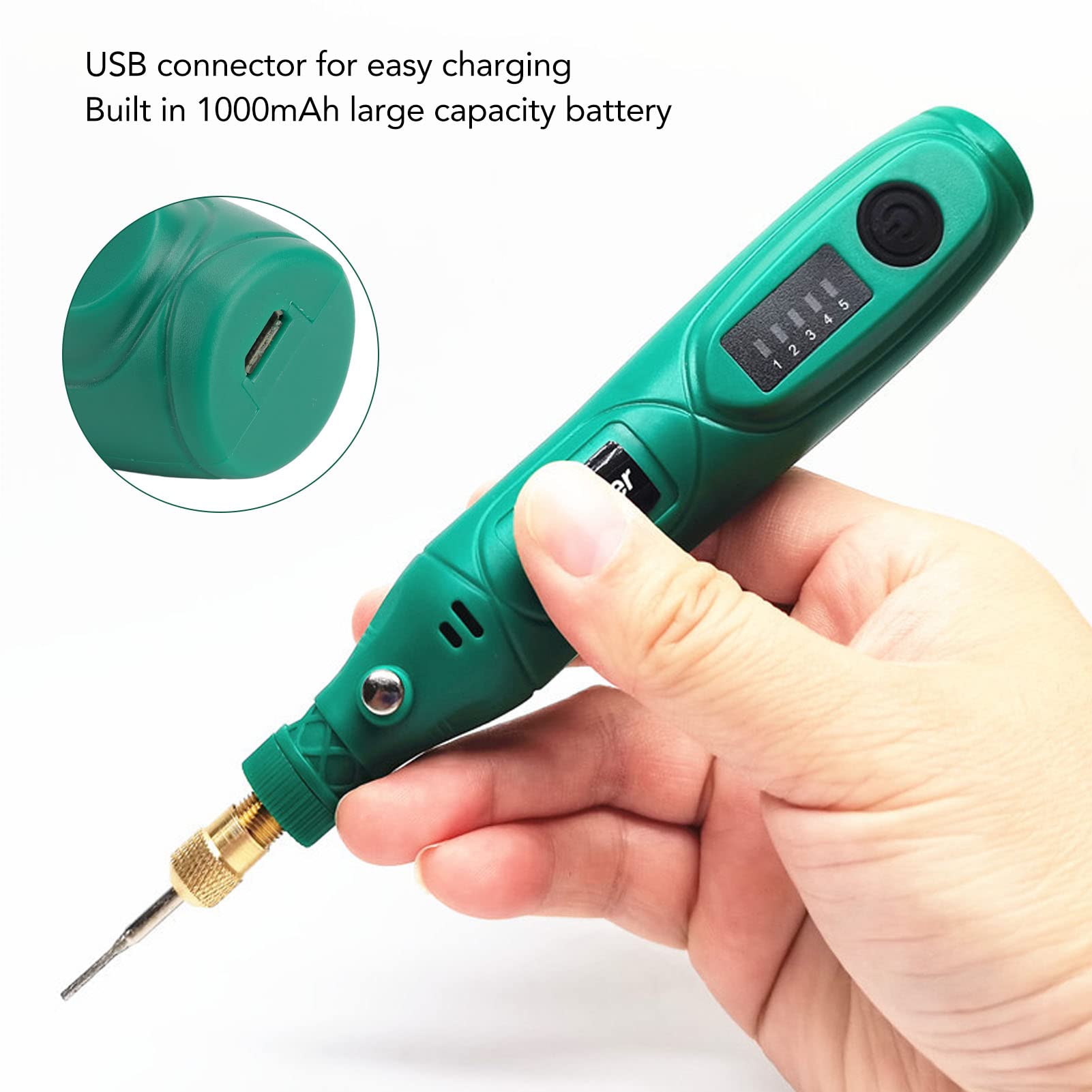 Kit di utensili rotanti senza fili da 3,7 V Mini smerigliatrice elettrica a velocità variabile per la lucidatura dell'incisione