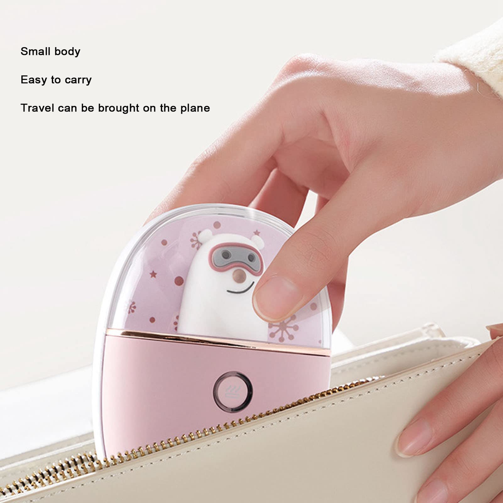 Scaldamani ricaricabile Piccolo scaldamani portatile bifacciale con ricarica USB per il viaggio a casa (Rosa)