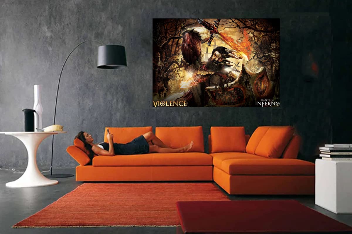 XtremeSkins Framed Canvas - Wall Decor for Living Room, Bedroom, Office, Hotels, Drawing Room (60in X 45in) - Violence Dante%27s Inferno