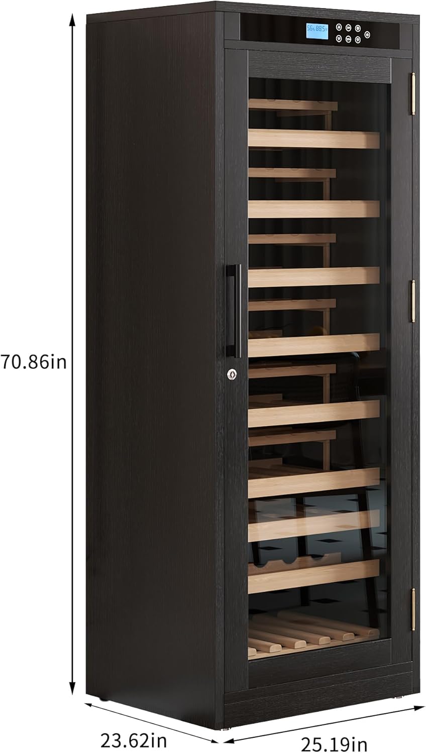 Intelligent Temperature Controlled Multi Tiered Black Grape Wine Cabinet