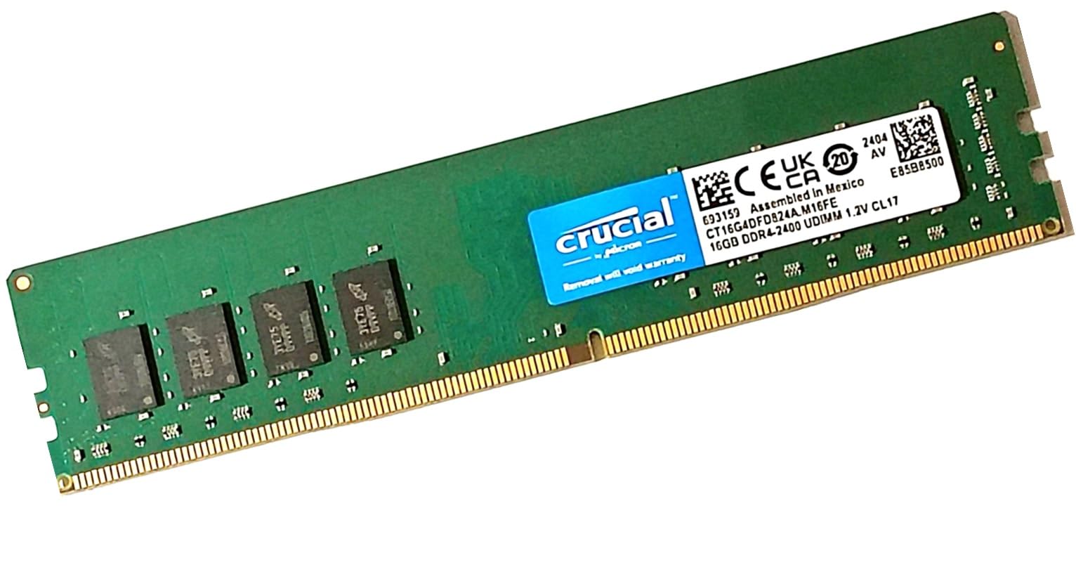 Crucial 16GB RAM DDR4 2400MHz UDIMM PC4-19200 288-Pin Desktop Arbeitsspeicher 1.2V CL17 kompatibel für PC, Büro-PC, Gaming-PC & Workstation Upgrade