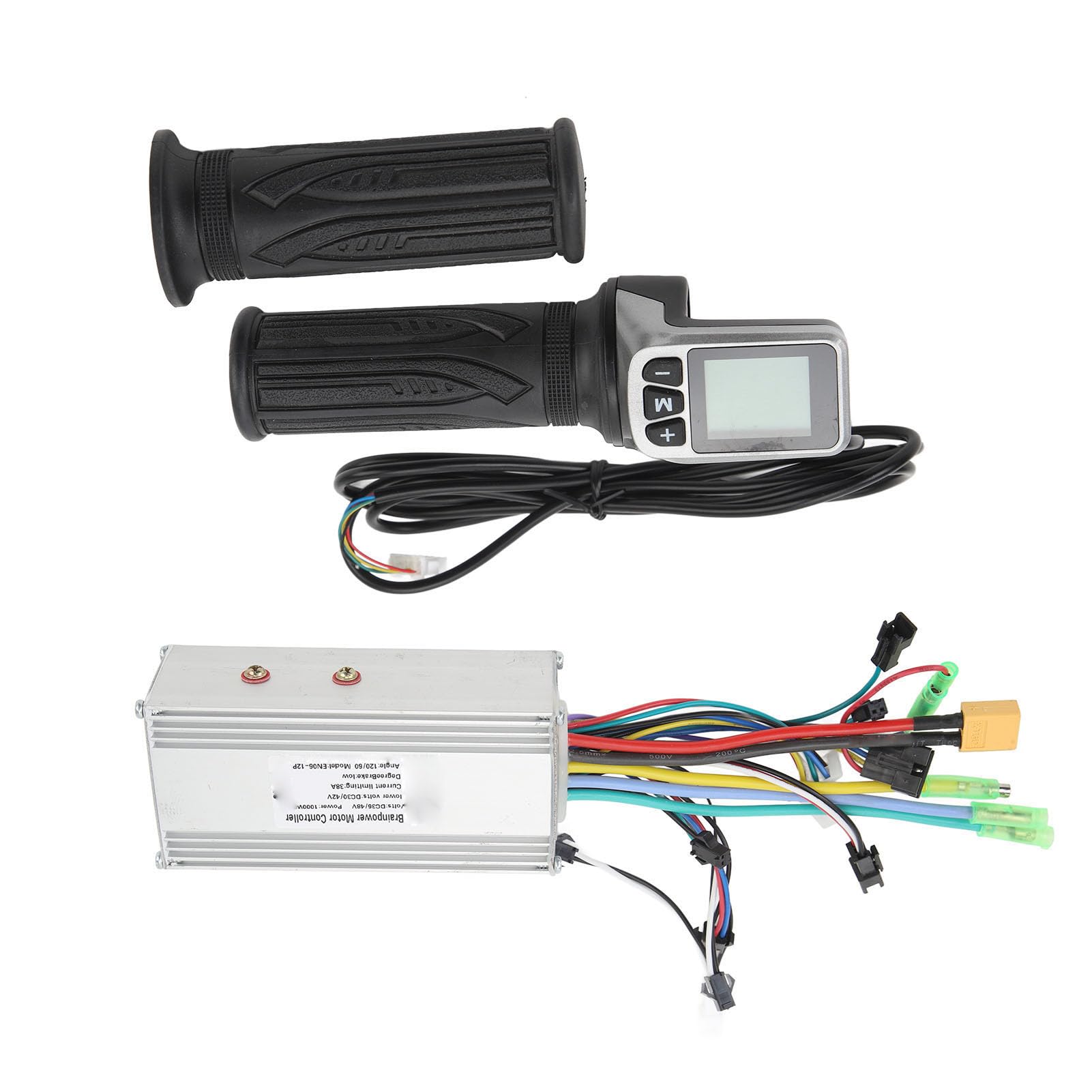 BuyWeek Kit de Contrôleur de Moteur sans Balais pour Vélo Électrique, 36V 48V 1000W 38A Contrôleur à Onde Sinusoïdale et Poignée d'Accélérateur Torsion 124DX avec Panneau LCD