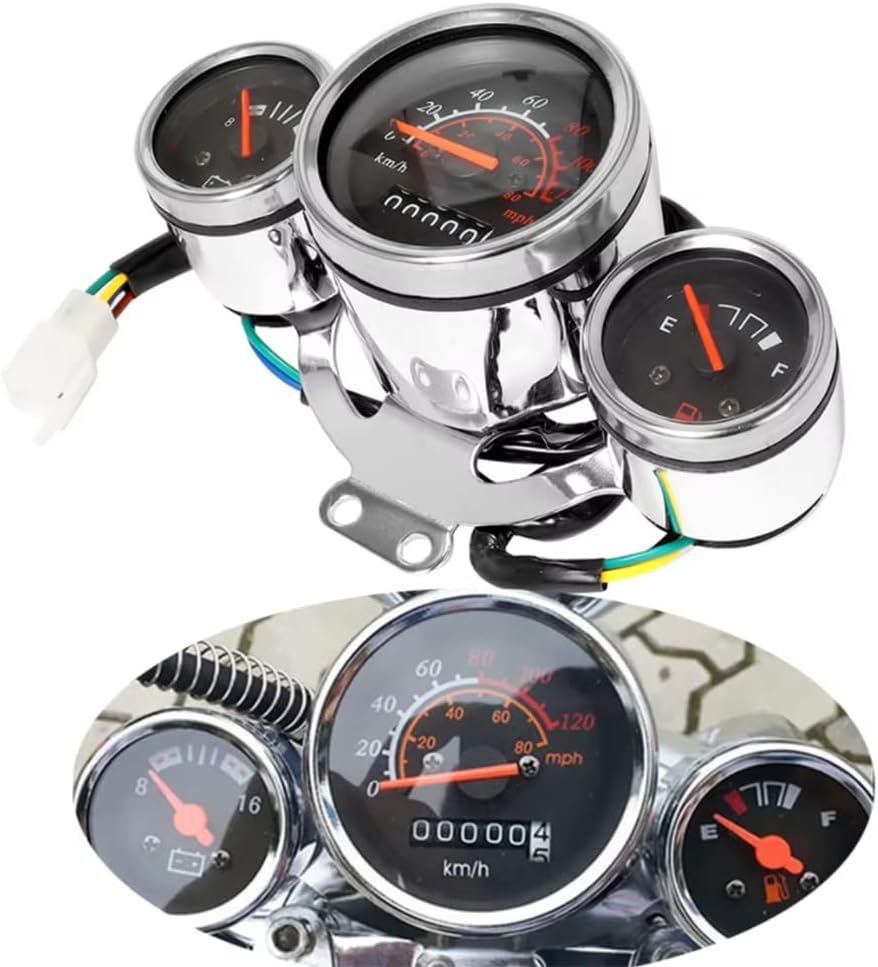 Motorcycle Instrument Digital Tachometer Speedometer Odometer Meter Motorbike Voltmeter Fuel Gauge Kit Fits for Universal