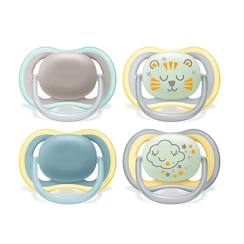 Immagine del prodotto Succhietto Ultra Air Philips Avent - Confezione da 4 ciucci per bambini leggeri, traspiranti, luminosi al buio, 18M+ (modello SCF349/43)