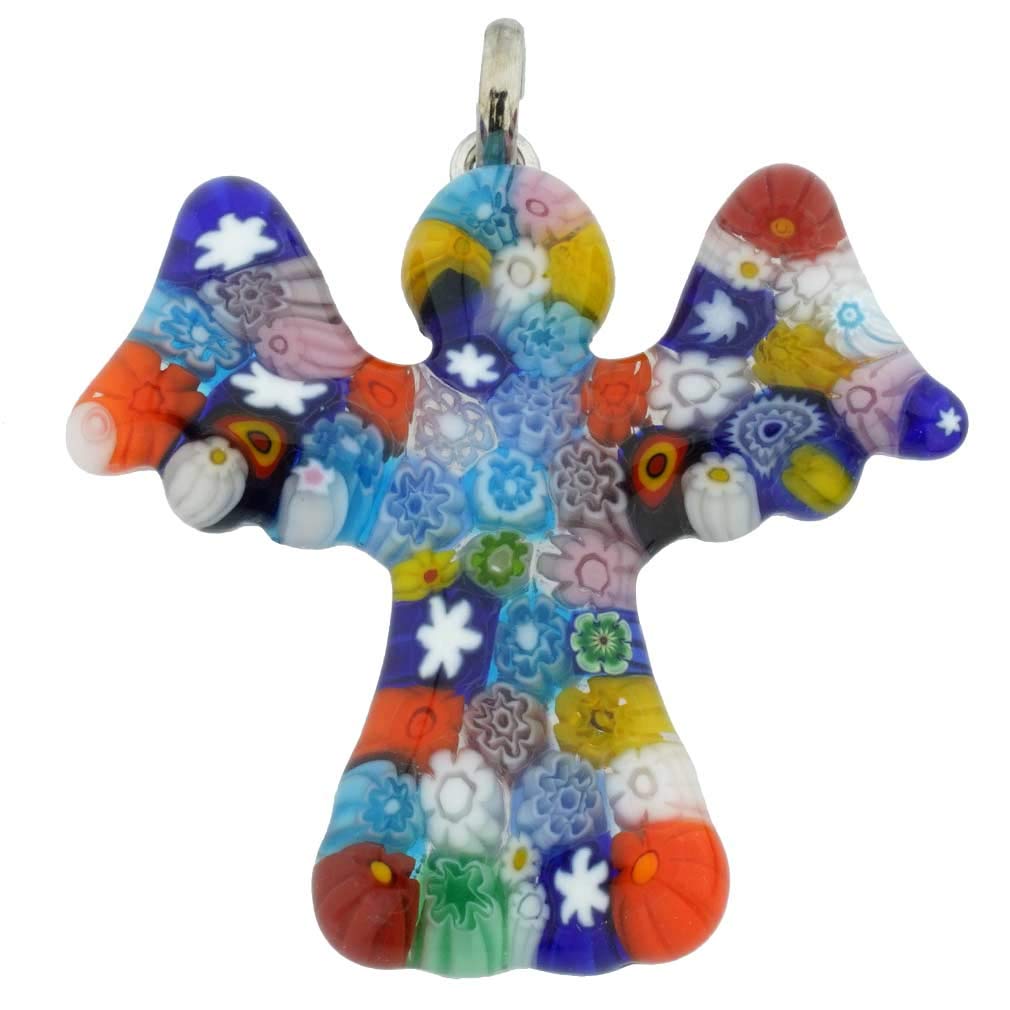 Glass Of Venice Murano Glass Millefiori Angel Pendant - Multicolor
