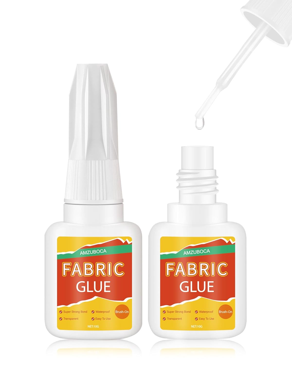 Fabric Glue Permanent, 2pc Washable Clear Clothing Glue with Brush, Extra Strong Fabric Adhesive for Clothes Repairs, Leather, Crafts, Denim, Material, Textile, Felt and Badges