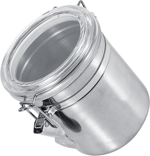 Miniatura 6 de Alvinlite Recipiente de café de acero inoxidable de 3.7 x 4.6 pulgadas (3.7 x 4.6 in) con tapa de abrazadera hermética transparente para granos de