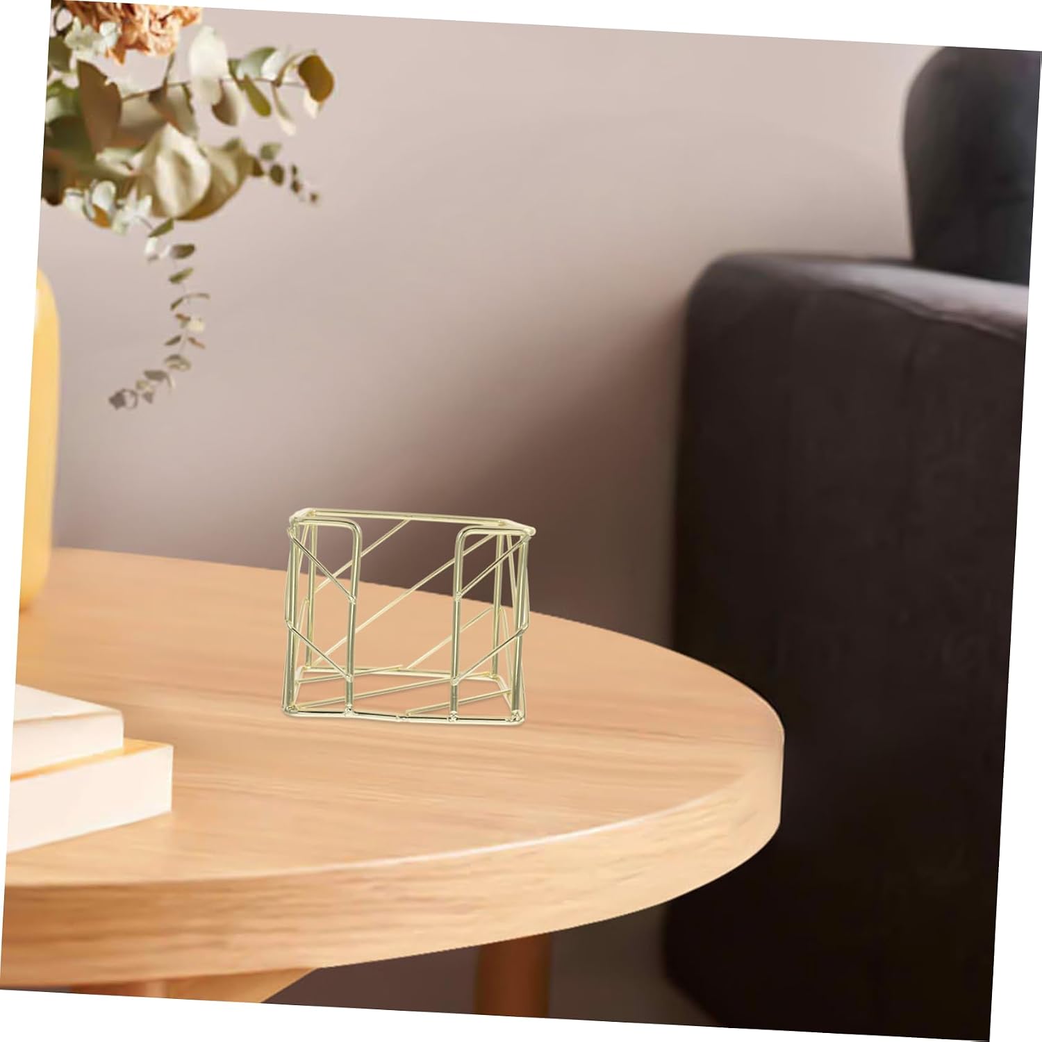 Gold Iron Note Holder with Hollowout Pattern for Office Desk image 5