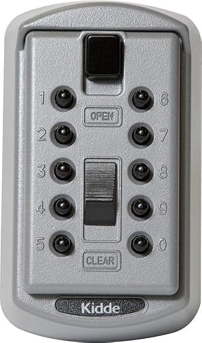 Kidde AccessPoint 001170 KeySafe Original Slimline Push Button Combination Permanent Key Lock Box, 2-Key, Titanium Gray