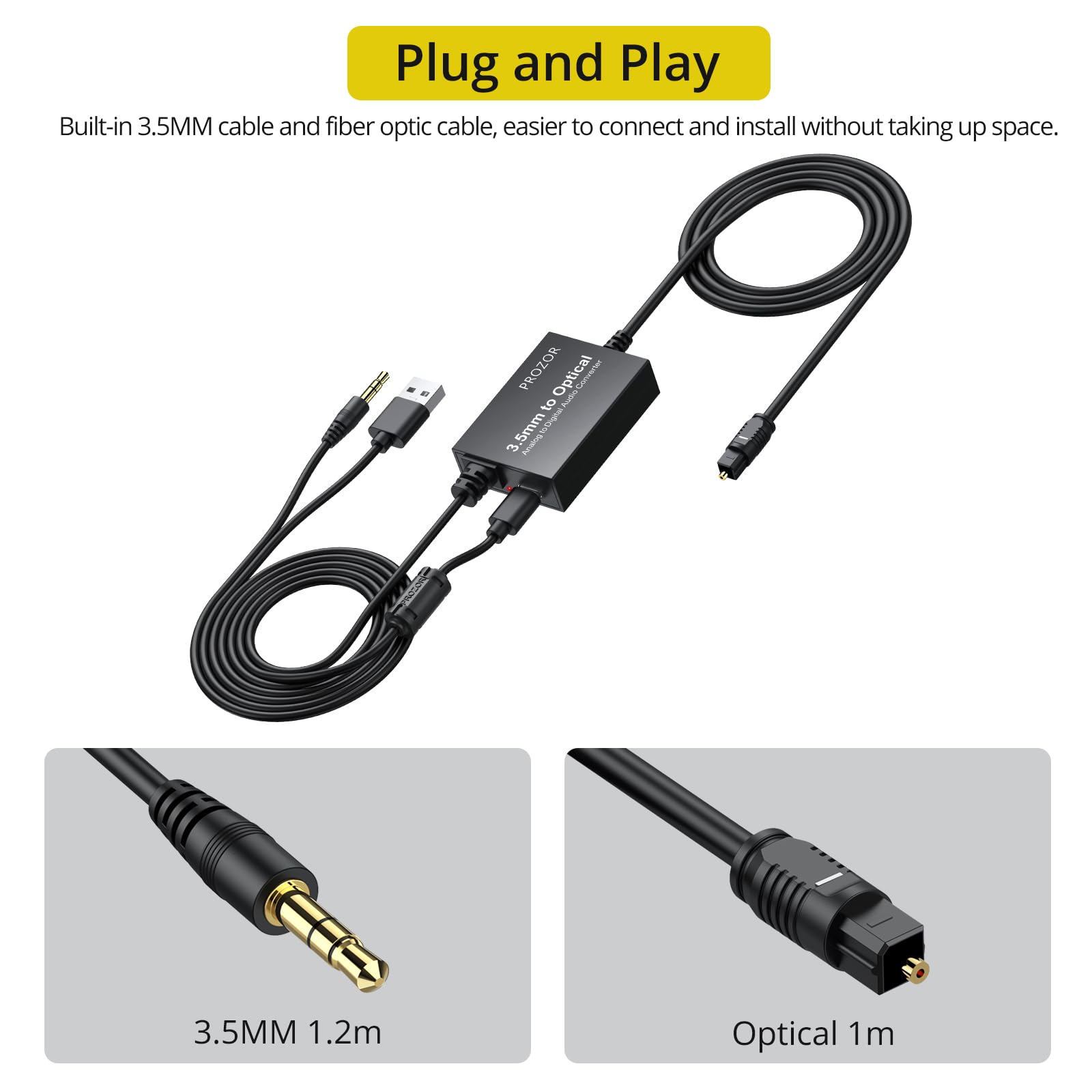 Amazon.co.jp: PROZOR 3.5mm - SPDIFコンバーター アナログ-デジタル