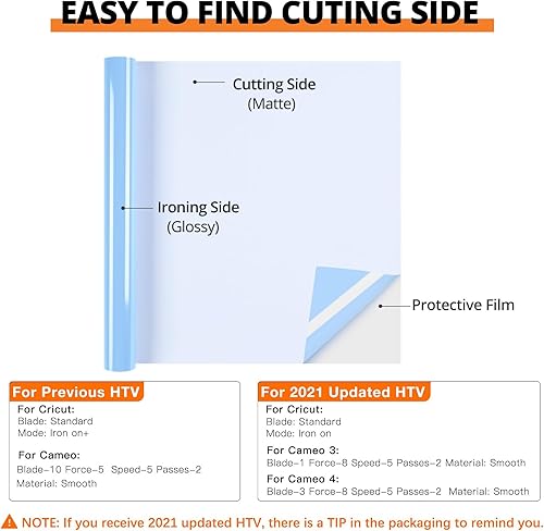 Miniatura 16 de HTVRONT - Rollo de vinilo termotransferible, 12 in x 8 ft, para diseños en camisetas, fácil de cortar y despegar, para planchar y máquinas Cricut