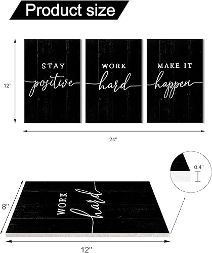 Miniatura 4 de Arte de pared de oficina con citas inspiradoras póster motivacional, frases positivas, decoración de pared de oficina, 3 piezas de cuadros de