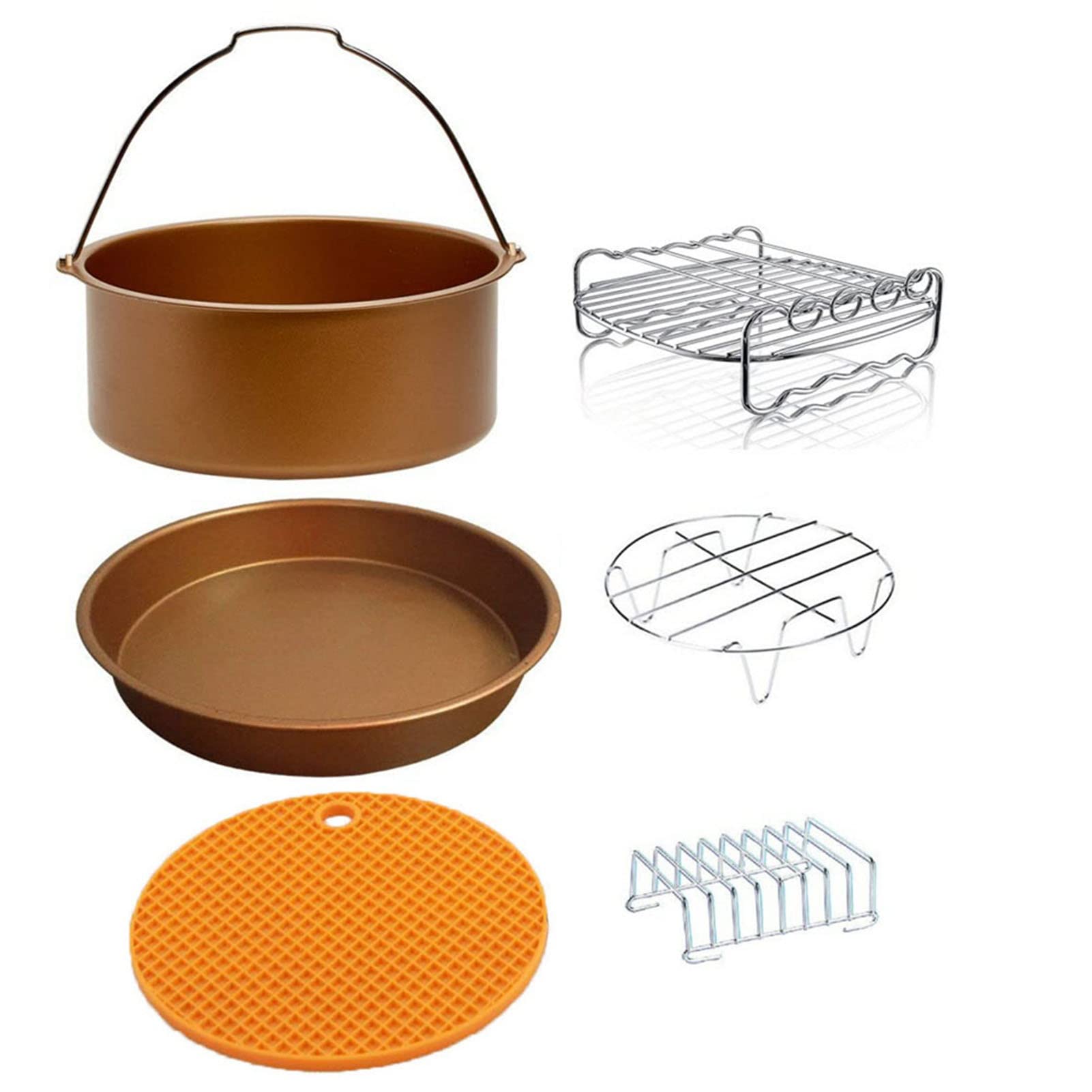 Accessoires friteuse à air chaud 6 pièces avec moule et grille double niveau