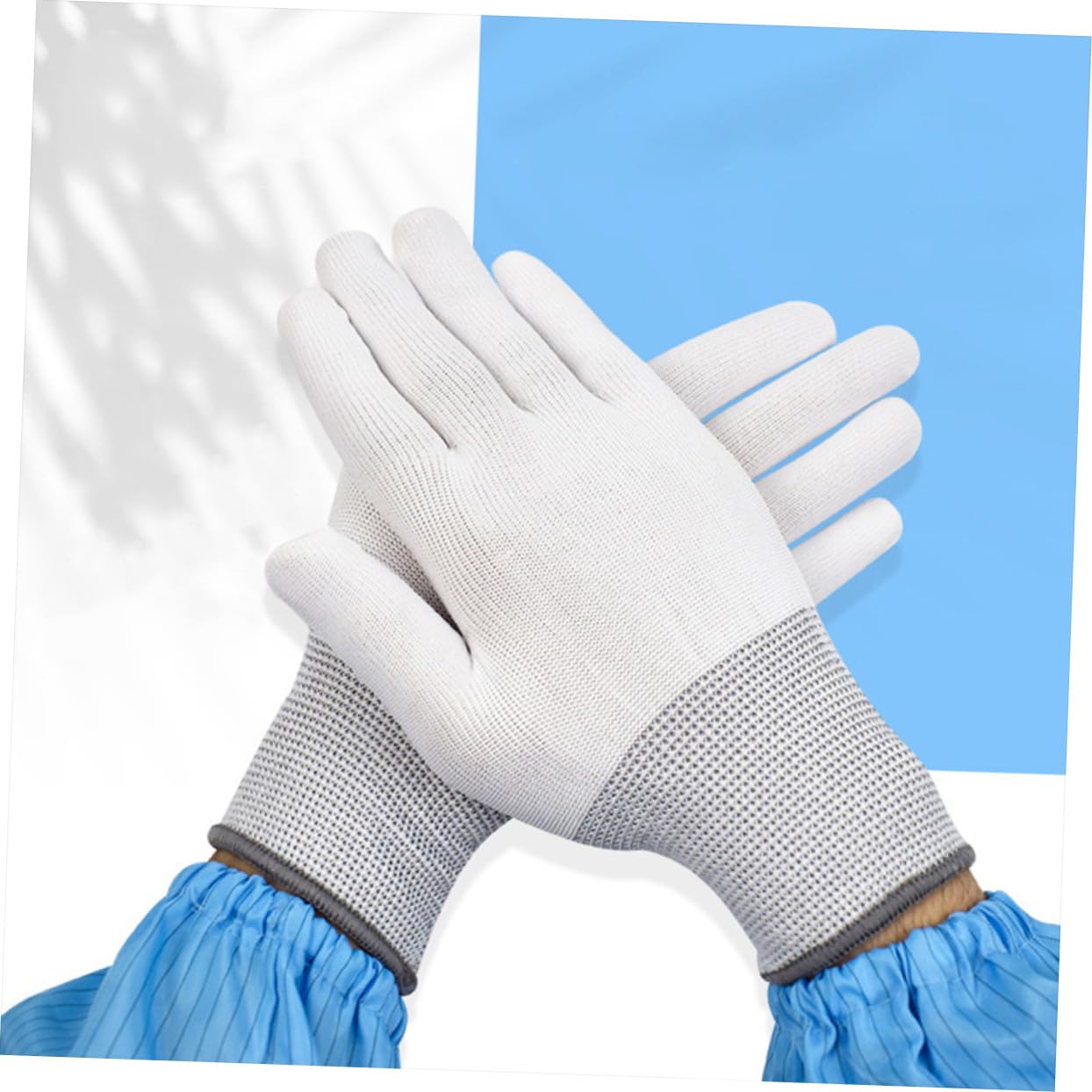 48 Pares Guantes Antiestáticos de Nylon con Recubrimiento de Antideslizantes y Resistentes para Montaje Electrónico y Reparación Talla Pack