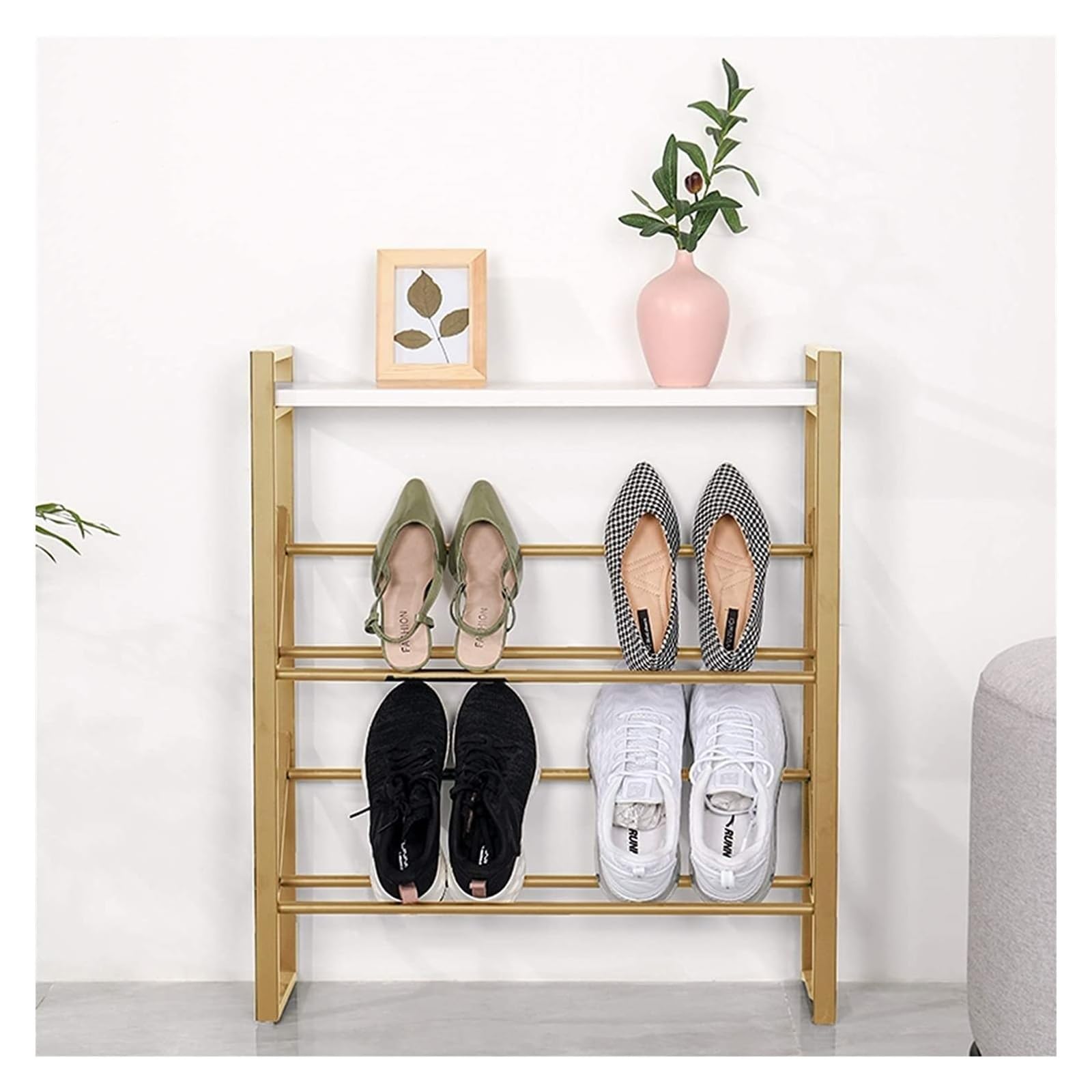 Generisch Schuhfächer, Schuhregale 3-stufiger Schuhregal-Aufbewahrungsorganisator für Flur, Wohnzimmer, Badezimmer, Schlafzimmer oder Flur, Metall-Aufbewahrungsregale, Schuhregal, Wohnzimmer