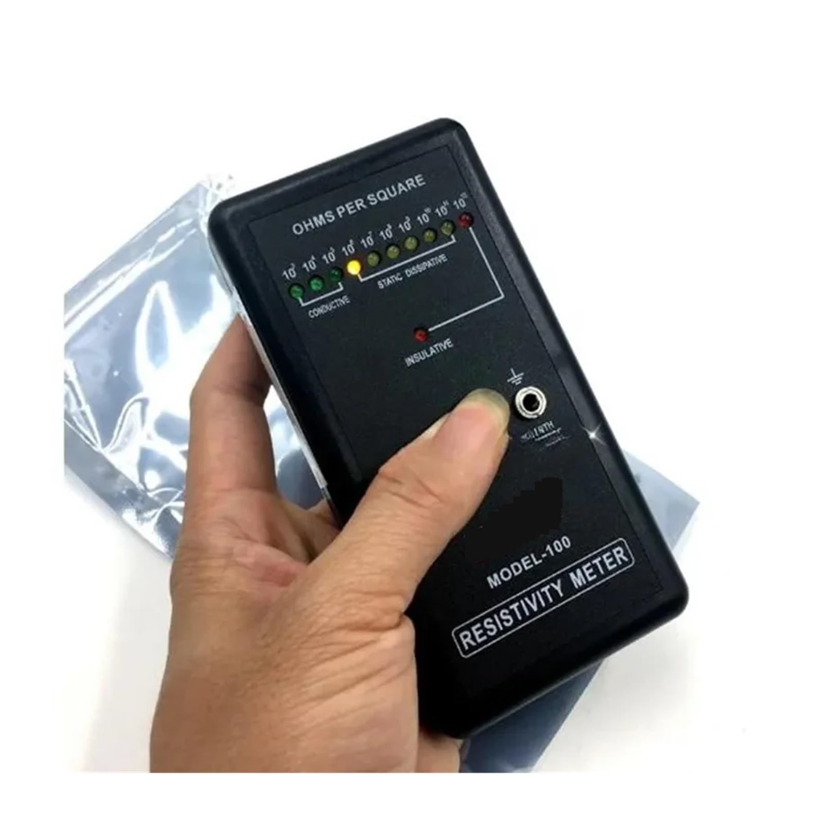 Tester di resistenza, Misuratore di resistenza elettrostatica moo 100 Strumento di prova a resistenza superficiale antistatica Misuratore di impedenza DS Rilevamento a resistenza(Model-100 no box)