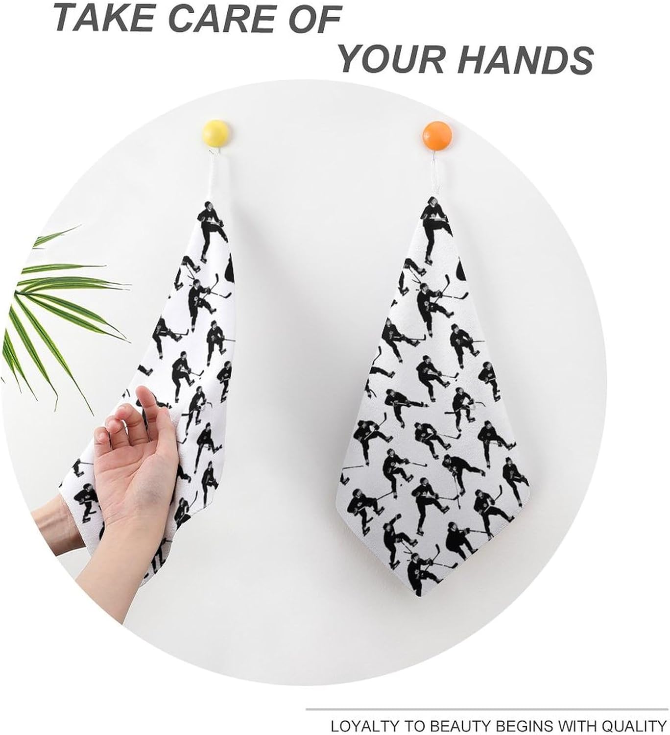 Hockey Players Hand Towels for Bathroom Kitchen Towels Small Towel Handkerchiefs with Hanging Loop 4PCS