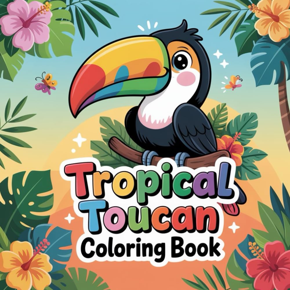 Tropical Toucan Fun Coloring book: exotic bird toucan coloring book for women mindfulness, cute tropical toucan color book for kids, toucan color book ... coloring book for adults relaxation focus