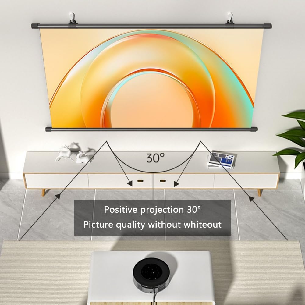 60" 72" 84" Schermo Cinematografico 4K HD con Treppiede, Antipiega 16:9, Schermo di Proiezione da Parete per Esterni e Interni(72"(16:9))
