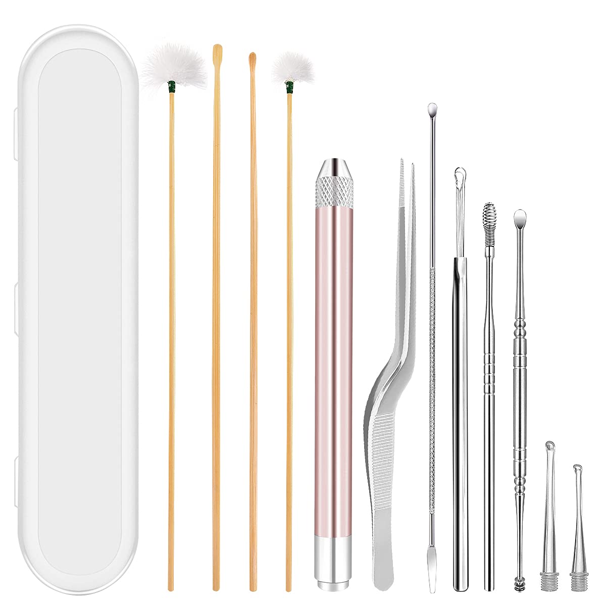 DUOUPA Ohrenreiniger, 12 set Edelstahl Ohrreiniger , Ohrlöffel Ohrenpflege mit Aufbewahrungskiste - 