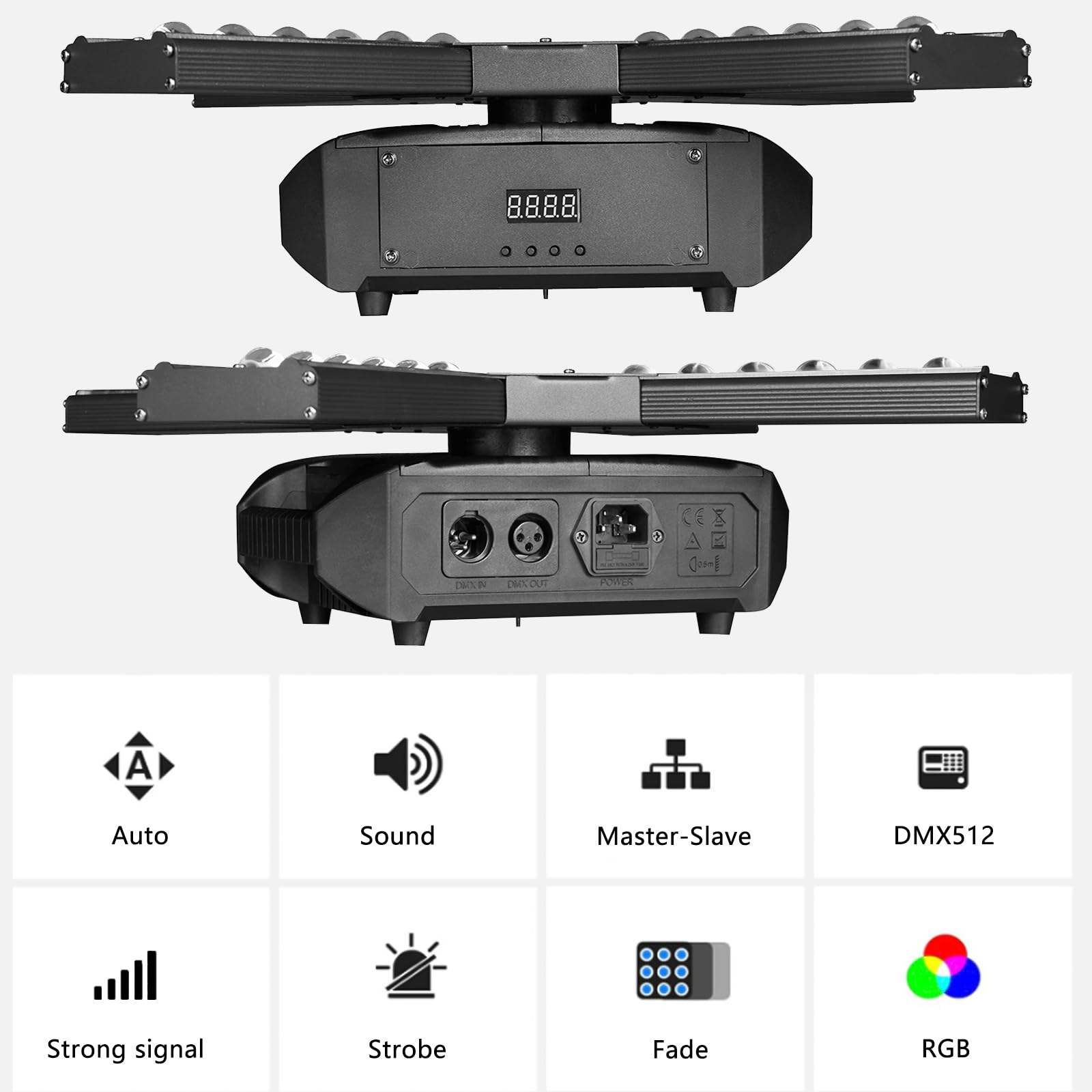 Bewegender Kopf DJ Lichter 4 Arme Party Lichter Indoor Moving Head Led Bühne Effekt Licht DMX512 & Sound aktiviert rotierendes Disco Licht