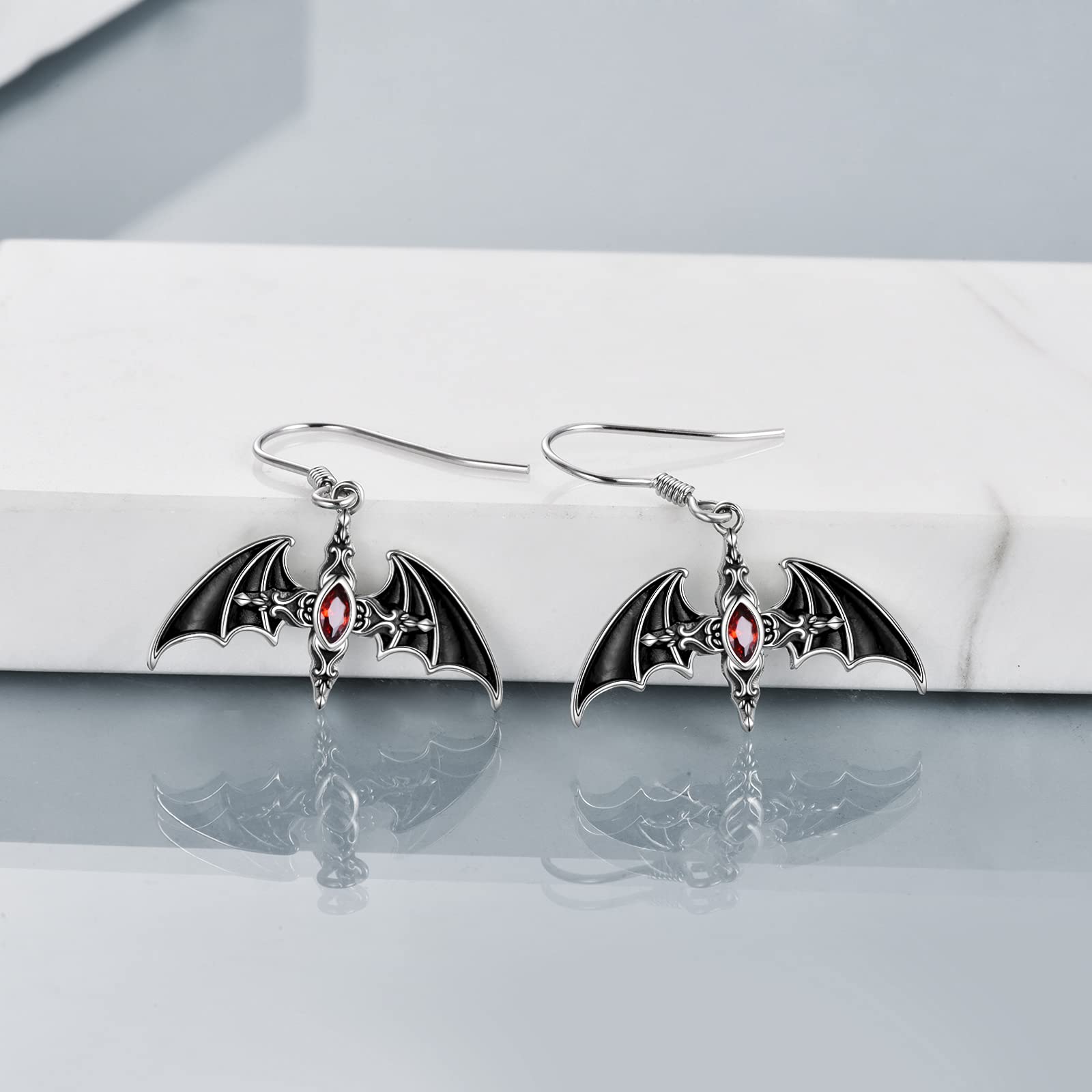 YFN Gioielli Pipistrello Argento Sterling Gotico Collana Ciondolo/Orecchini/Anelli Gotico Gioielli Regalo per Donna Uomo Bambina Ragazze