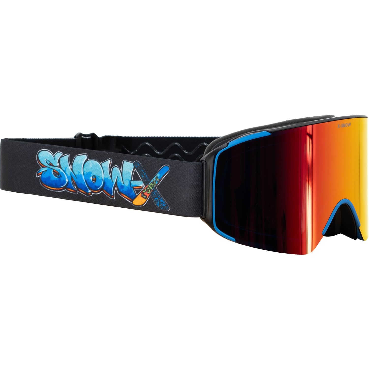 Snow-X Skibrille, Magnetische Wechselgläser, Doppelverglasung, Verspiegelte Scheibe, Schwarz