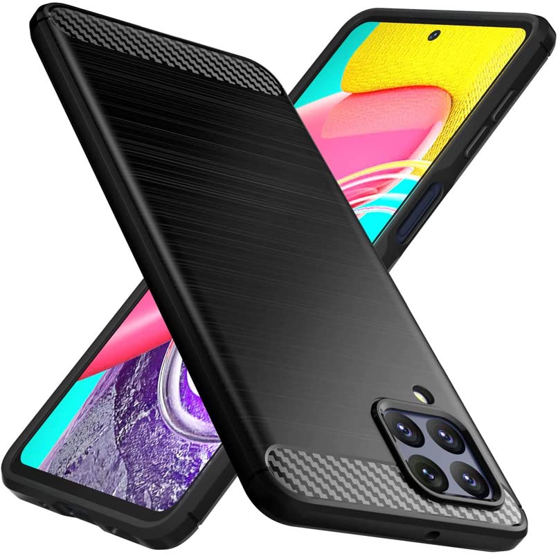 Image of NPRC Hybrid Ultra Slim Protective Case TPU Non-Slip Carbon Fiber Texture Shockproof Case Cover for Samsung Galaxy M53 5g - Black
