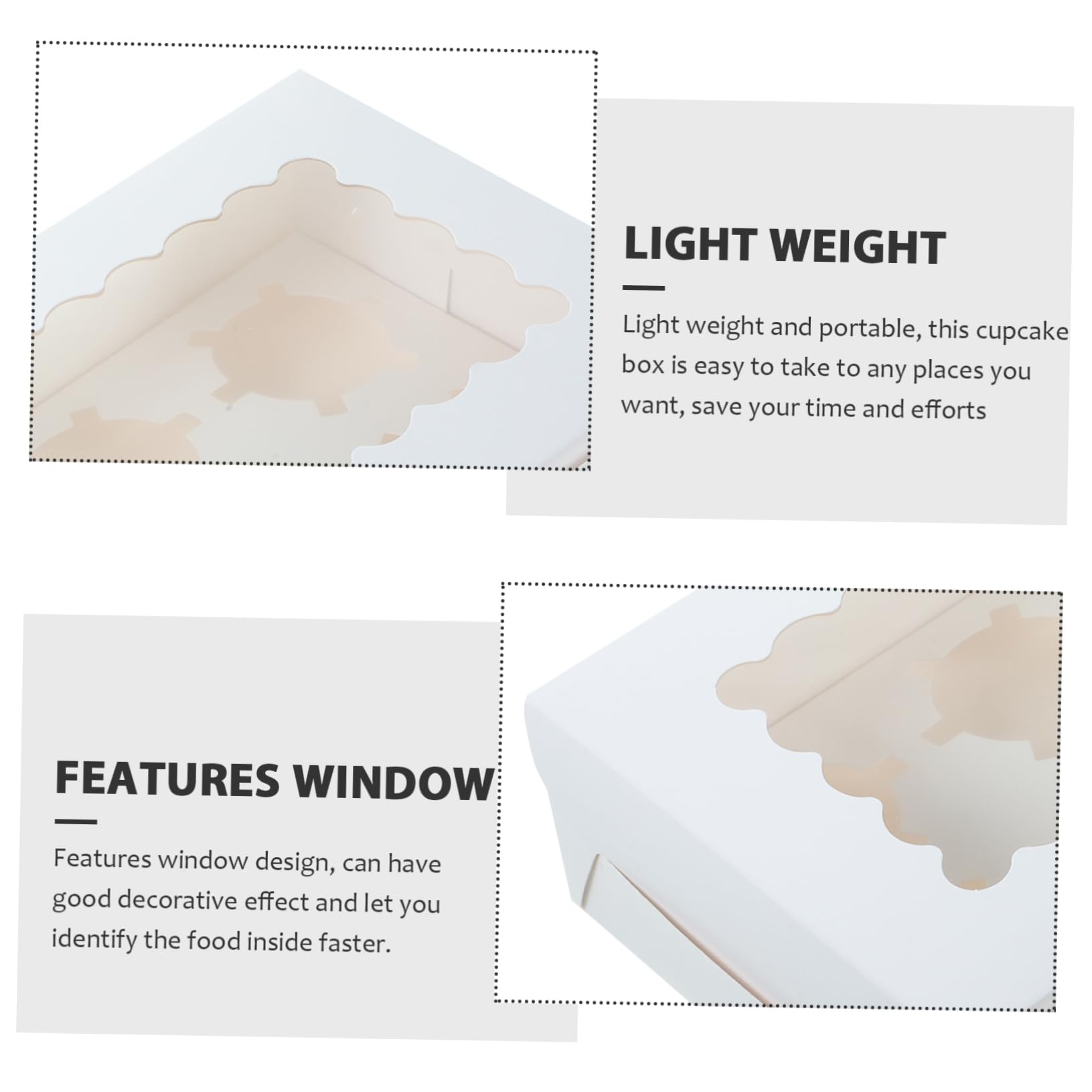 Unomor 10pcs Cake Boxes Paper Window 12.32 x 6.30 x 2.95 Inches Easy to Carry for Cupcake Dessert Candy Storage