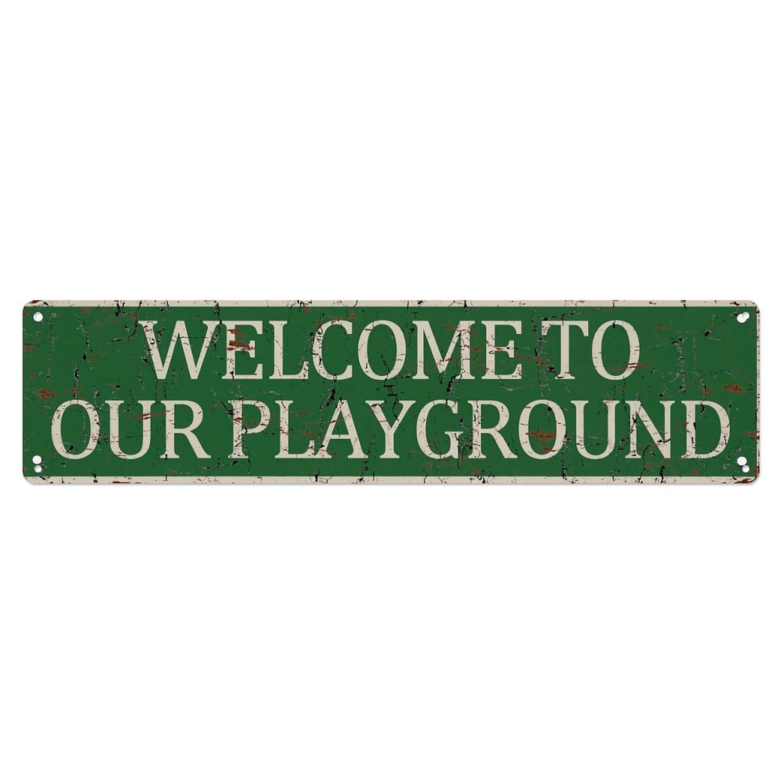 Welcome To Our Playground Sign Tin Sign Metal Poster Vintage Metal Signs for Home Man Cave Bar Cafe Kitchen laundry room Wall Decorations 4x16 inches