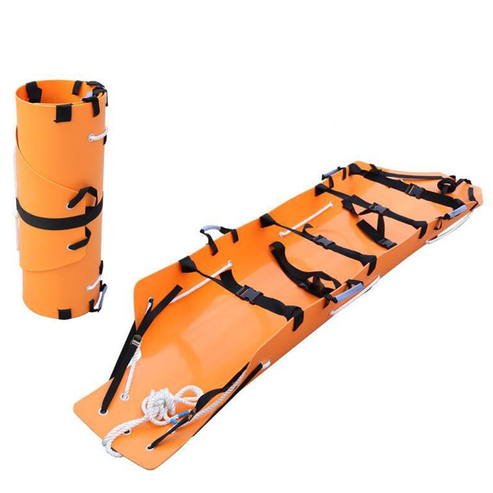 SGKOMN Multifunctional Rescue Stretcher, Medical Stretcher, Portable Soft Stretcher for Medical Roll Stretcher, Medical Emergency Stretcher Fire Rescue Load Capacity:160 kg/353 lb, Orange