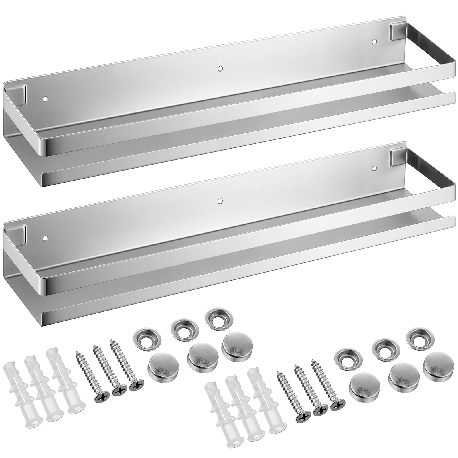 Lallisa 2 estantes flotantes de Acero Inoxidable para baño, Ducha, estantes flotantes montados en la Pared, Estante Organizador de Almacenamiento para baño, Cocina, Sala de Estar (50 cm, Plateado)