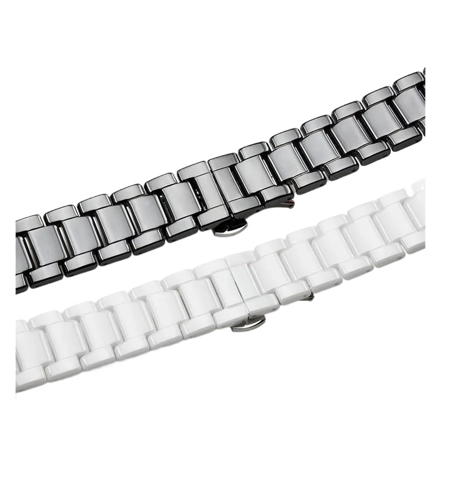 Générique NASUNJIA Bracelet De Montre En Céramique 14 Mm, 16 Mm, 18 Mm, 20 Mm, 22 Mm, For Femmes Et Hommes, Boucle Papillon, Bracelet De Rechange(WHITE,18mm)
