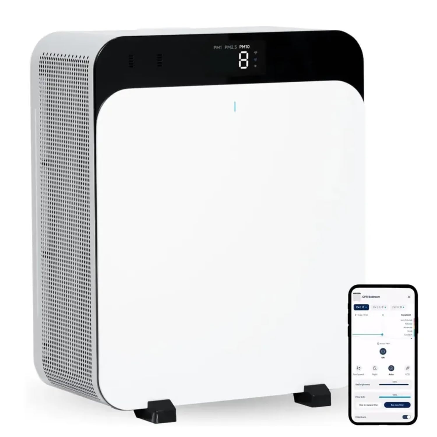 BLUEAIR Purificatore d'aria Premium per ambienti fino a 131 m², per allergeni di animali domestici, virus, batteri e grandi spazi, Classic Pro CP7i