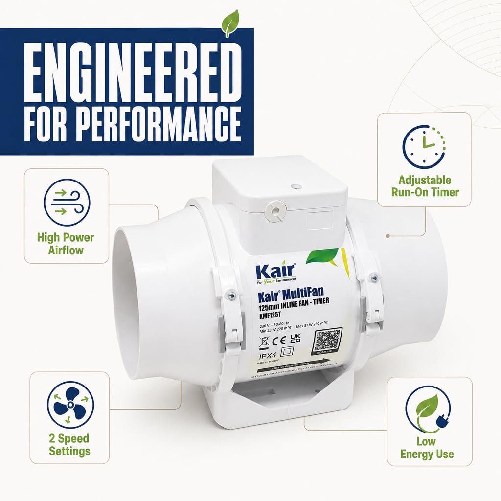 Kair MultiFan Inline-Ventilator 125mm mit Timer
