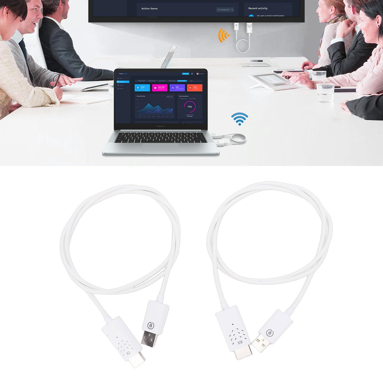 Jectse Trasmettitore e Ricevitore HDMI Wireless, Kit Extender HDMI Wireless da 2,4 GHz/5 GHz Punto a Punto, 1080P HD Plug & Play per Laptop PC TV Box Proiettore Streaming
