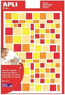 APLI KIDS 13526 - Gomets cuadradas extraíbles, gometones geométricos, color: manzanilla rojo/naranja.