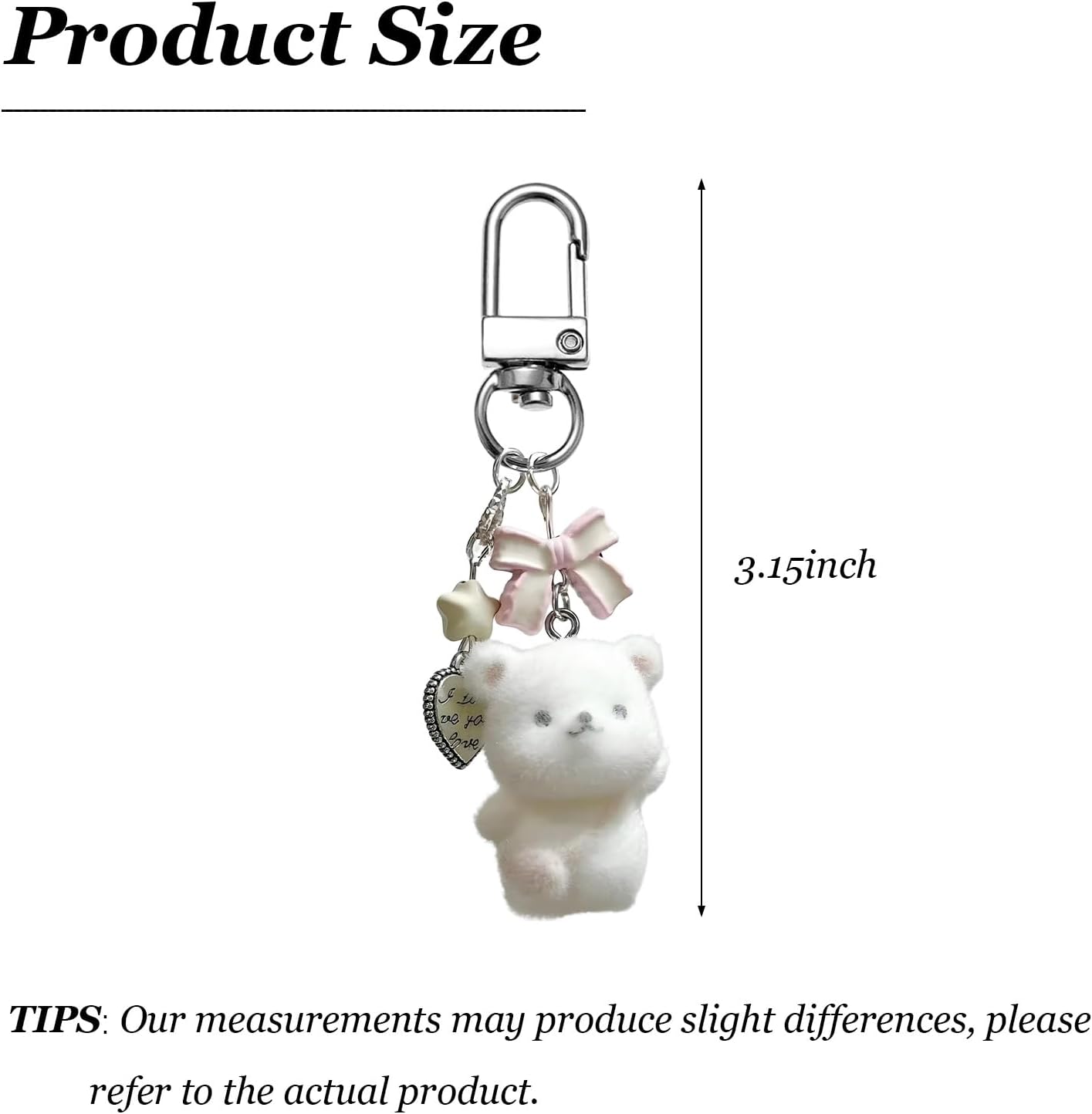 Angyape Y2k Bear Keychain Plush Cute Bow Keychain Purse Bag Charms for Handbags Beaded Star Heart Accessories Gifts for Women - Image 6