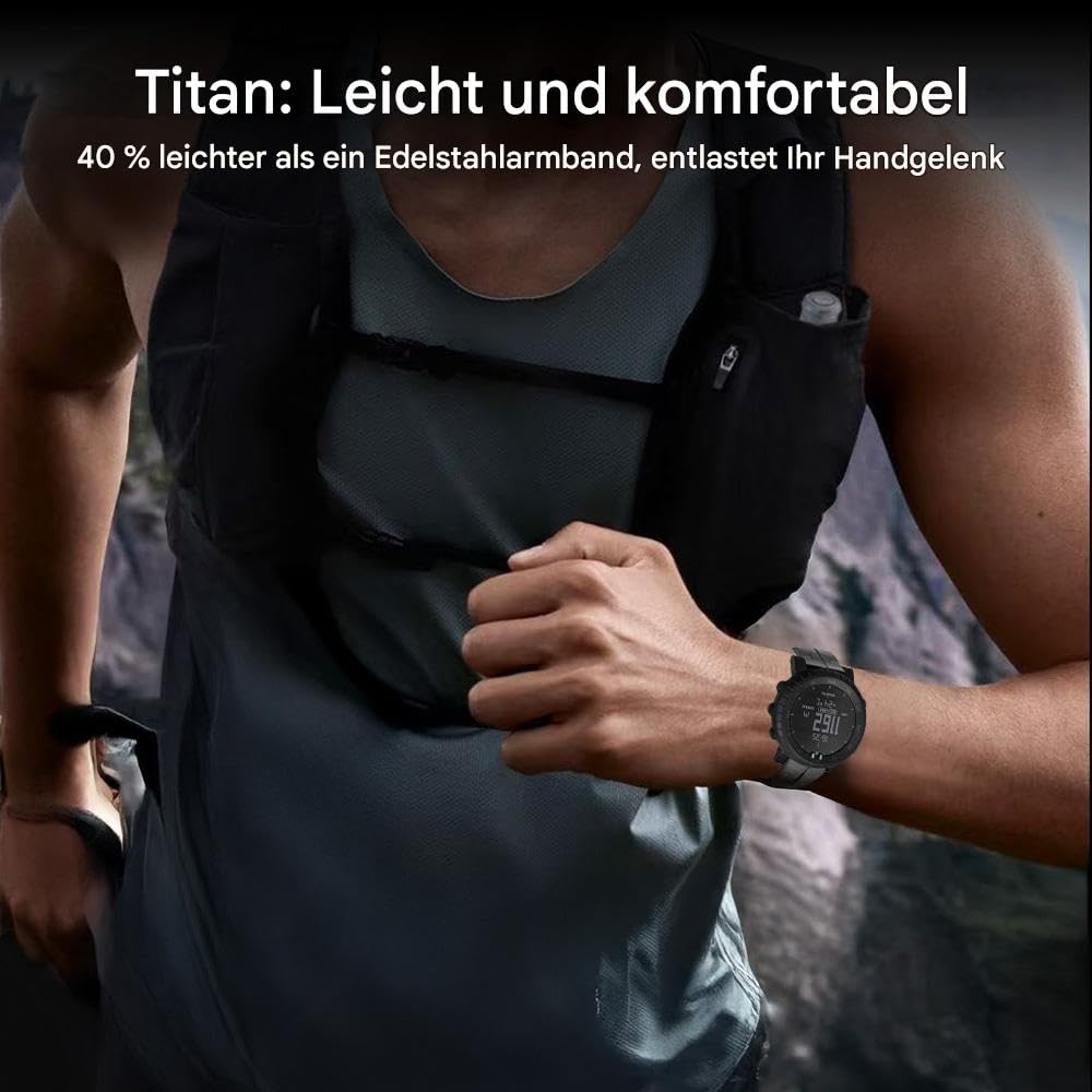 Correa de titanio compatible con Suunto Core, pulseras de repuesto de metal de titanio con hebilla segura compatible con Suunto Core Smart Watch para hombre, ligera