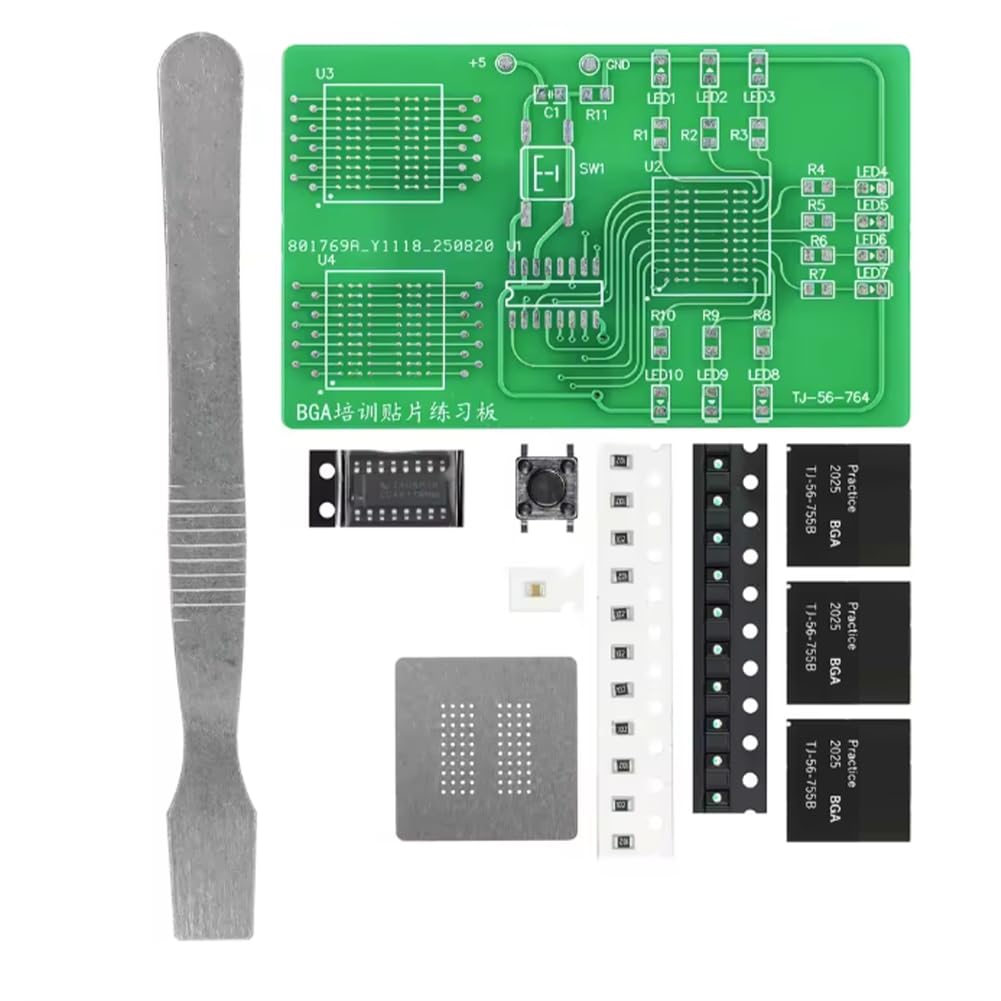 Jnchdghwa As Shown Bga Chip Training Teaching Experiment Soldering Practice Board Smd Led Flowing Light Assembly Kit A